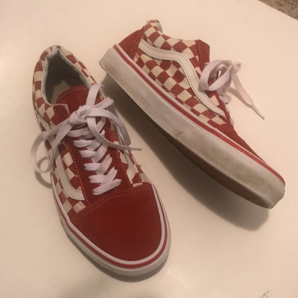 Vans old skool Red checkered off the wall shoe Men’s size 6 women’s 7.5 low top - Picture 3 of 8